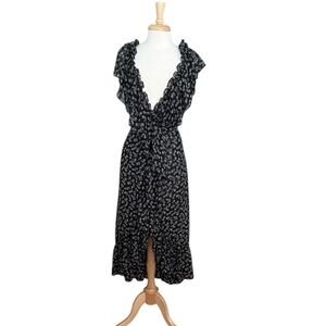 Misa Los Angeles Sexy Romantic Chic Black Floral Midi Dress Size Small